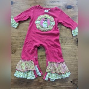 Switcharoo Snowman Romper VGUC with removable Velcro tab, 12M